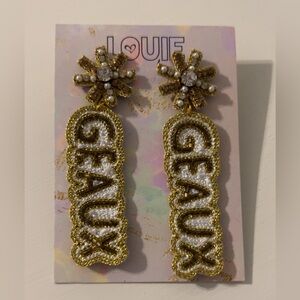 Gold and White Statement Earrings